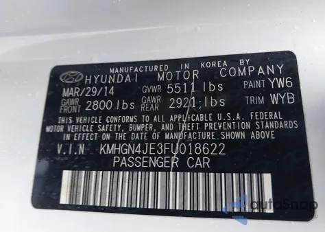 2015 Hyundai Genesis 3.8 from USA, damaged, VIN KMHGN4JE3FU018622